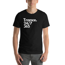 Load image into Gallery viewer, 'Trance. 24/7 365' Short-Sleeve Unisex T-Shirt (Black, Asphalt, Steel Blue)