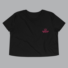 Load image into Gallery viewer, Embroidered Women&#39;s Flowy Crop Tee &quot;Dancefloor Royalty&quot; (Fuchsia)
